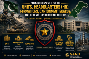 Pakistan Army Headquarters, Major Formations, Units, Cantonment Boards and Defence Production Facilities – Complete Reference Infographic