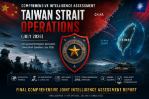 Taiwan Strait Operations July 2026 Comprehensive Joint Intelligence Assessment Report covering PLA Eastern Theater Command military activities and geopolitical analysis.