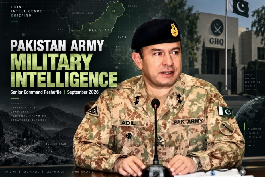 Pakistan Army senior command reshuffle and Military Intelligence briefing featuring Major General Adil Iftikhar Warriach